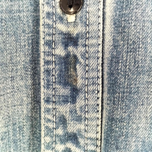 クラクトワークス Cluct Works 裾ロゴ刺繍 ダブルポケット デニムシャツ メンズ JPN:M